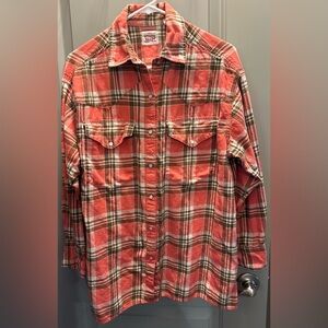 Levi’s Size S Orange Plaid Snap Front Shirt Pre-owned